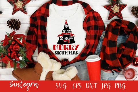Merry Sloth'Mas Svg, Funny Christmas Sloth Animal Tree SVG Free For Commercial Use SVG Sintegra 