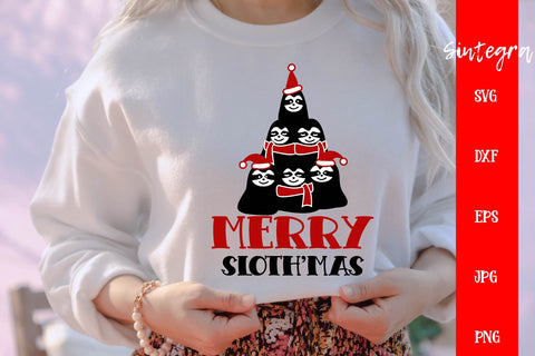 Merry Sloth'Mas Svg, Funny Christmas Sloth Animal Tree SVG Free For Commercial Use SVG Sintegra 