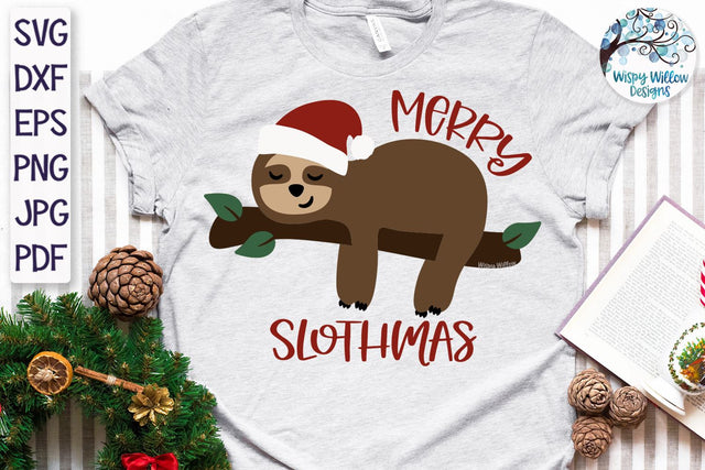 Merry Slothmas SVG SVG Wispy Willow Designs 