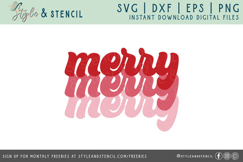 Merry SVG - Christmas Shirt PNG SVG Style and Stencil 