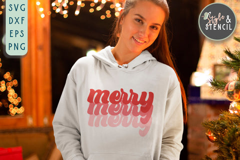 Merry SVG - Christmas Shirt PNG SVG Style and Stencil 