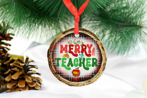 Merry Teacher Christmas Sublimation I Teacher Holiday PNG Sublimation Happy Printables Club 