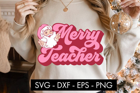 Merry Teacher SVG Cut File PNG SVG Freeling Design House 