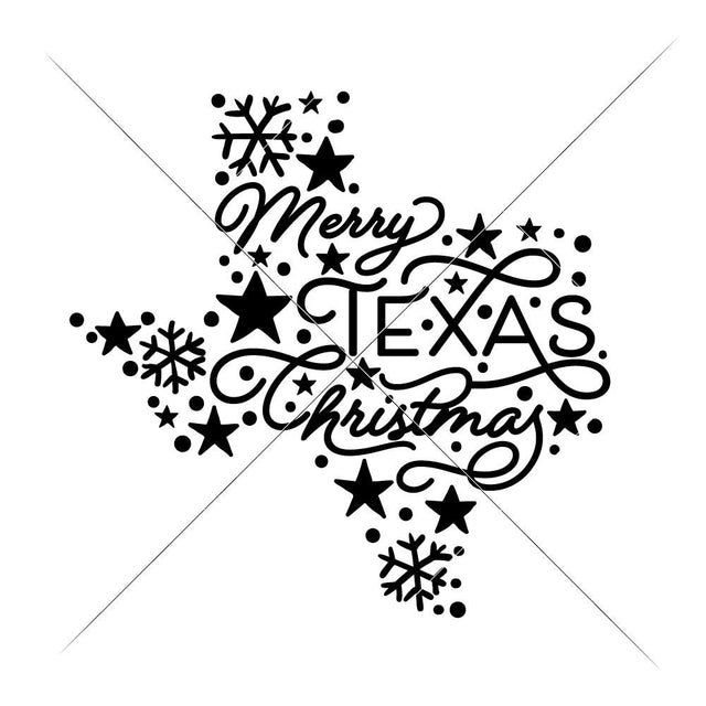 Merry Texas Christmas with Snowflakes SVG Chameleon Cuttables 