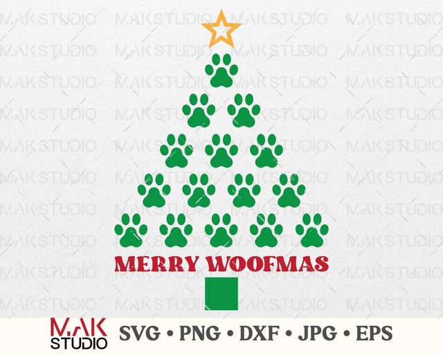Merry woofmas svg, Christmas svg, Christmas dog svg, Dog mom svg, Merry christmas svg, Holiday dog svg, Happy pawlidays svg, Santa paws svg SVG MAKStudion 