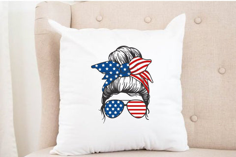 messy bun 4th of july svg SVG dadan_pm 