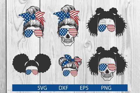 messy bun 4th of july svg SVG dadan_pm 