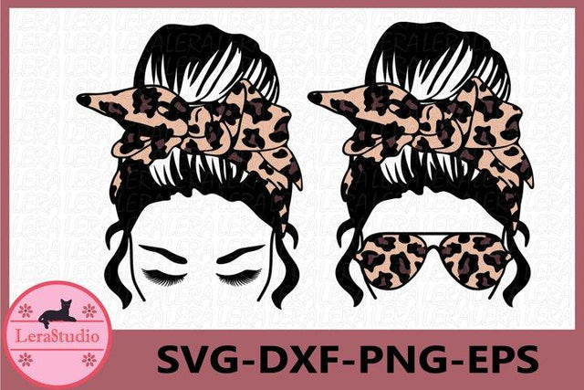 Messy Bun bandana Leopard svg SVG Lerastudio 