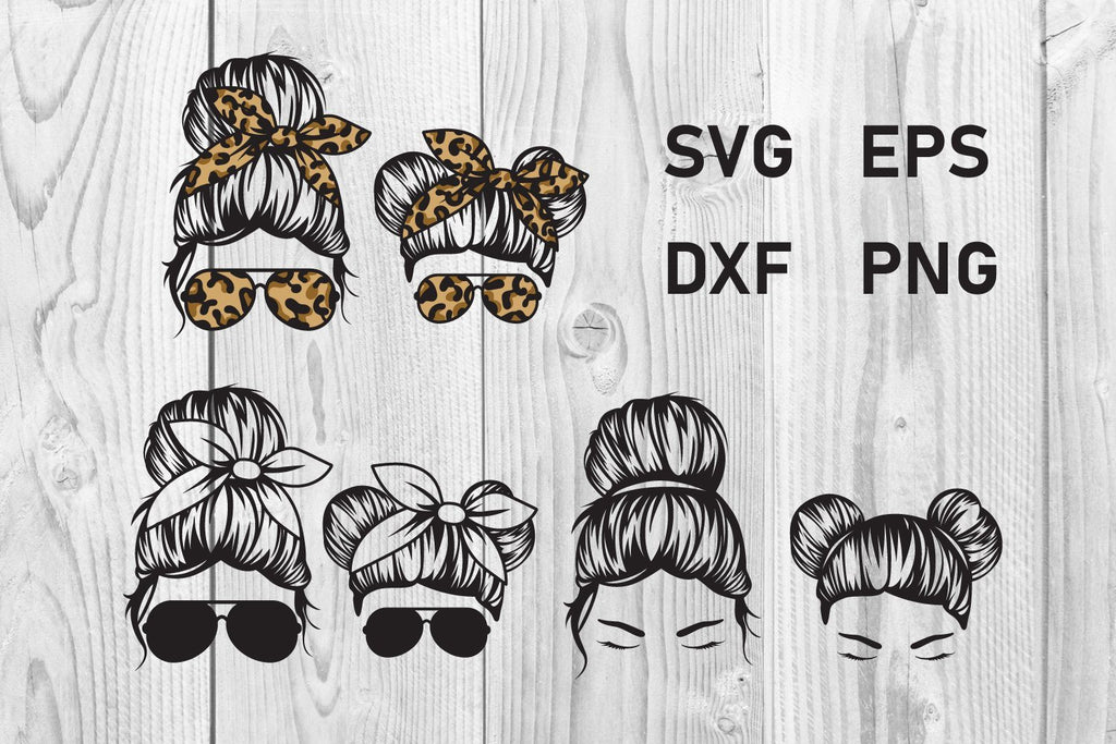 Messy Bun Bandana, Mom and kid Bandana svg - So Fontsy