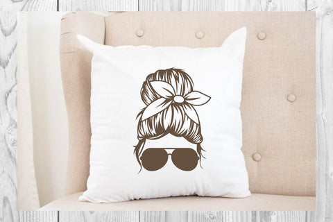 Messy Bun Bandana, Mom and kid Bandana svg SVG dadan_pm 