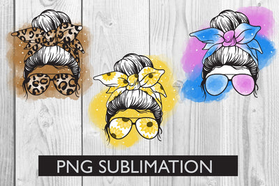 Messy Bun Bandana Mom Life Sublimation PNG Sublimation dadan_pm 