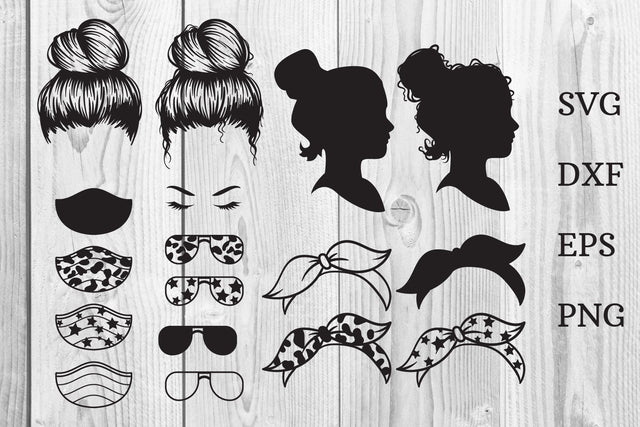 Messy Bun Bandana Mom Life svg Clip Art Graphic SVG dadan_pm 