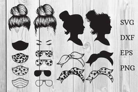 Messy Bun Bandana Mom Life svg Clip Art Graphic SVG dadan_pm 
