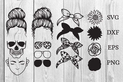 Messy bun bandana mom life svg SVG dadan_pm 