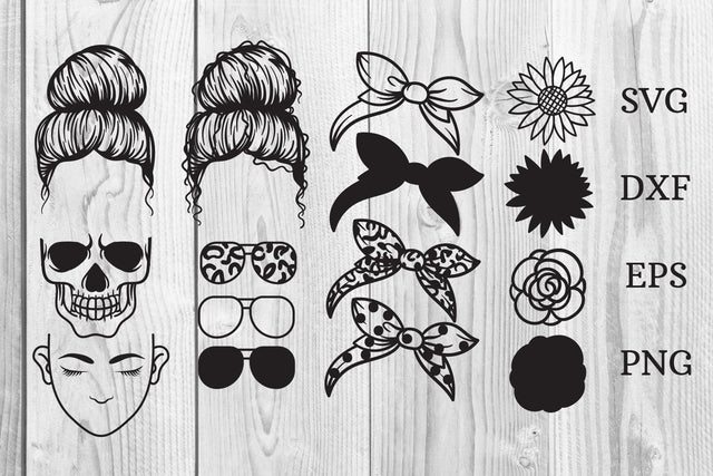 Messy bun bandana mom life svg SVG dadan_pm 