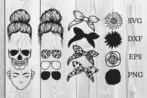 Messy bun bandana mom life svg SVG dadan_pm 