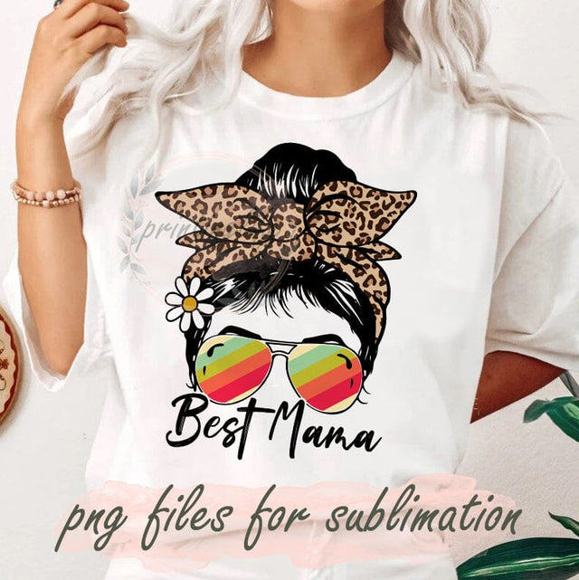 Messy Bun Best Mama Png, Leopard Png, Leopard Messy Bun Png, Skull Mom Png, Shirt Design, Funny Mother's Day Gift For Mom Png Design Sublimation PrintingLife 