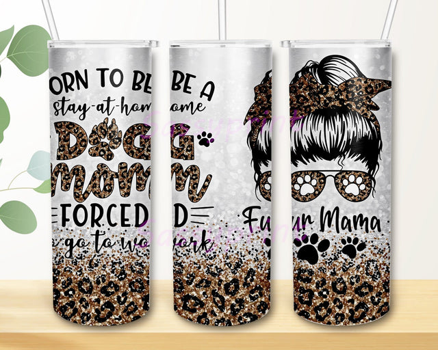 Messy Bun Dog Mom 20oz Skinny Tumbler Png, Leopard Print For Fur Mamas, Insulated Travel Mug for Dog Lovers, Leopard Dog Mom Life Messy Bun Png Sublimation sassyprint 