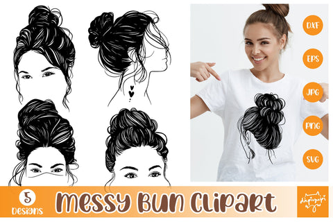 Messy Bun Hair Clipart Bundle Messy Hair SVG SVG dapiyupi store 