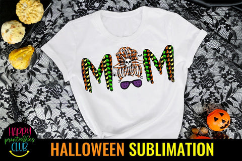 Messy Bun Halloween Mom Sublimation-Halloween Mom Sublimation Sublimation Happy Printables Club 