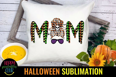 Messy Bun Halloween Mom Sublimation-Halloween Mom Sublimation Sublimation Happy Printables Club 
