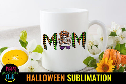 Messy Bun Halloween Mom Sublimation-Halloween Mom Sublimation Sublimation Happy Printables Club 