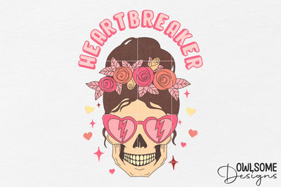 Messy Bun Heart Breaker Valentine Sublimation Owlsome.Designs 