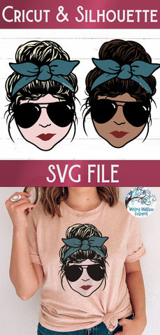 Messy Bun Lady SVG SVG Wispy Willow Designs 