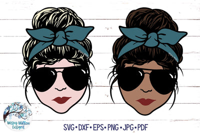 Messy Bun Lady SVG SVG Wispy Willow Designs 