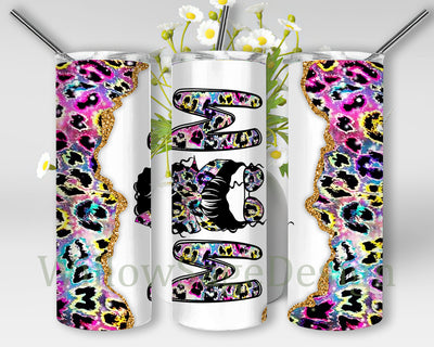 Messy Bun Mom 20oz Skinny Tumbler, Neon Leopard Mom Tumbler Png, Glitter Design Png, Mother's Day Tumbler Wrap, Mom Sublimation Png, Digital Download Sublimation WillowSageDesign 