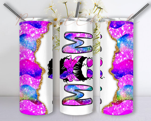 Messy Bun Mom 20oz Skinny Tumbler Sublimation Designs Tumbler for Straight/Tapered Tumbler Design, Messy bun Glitter Tumbler Wrap Png, Mother's Day Tumbler PNG, Mom Life PNG Sublimation PixelChick 