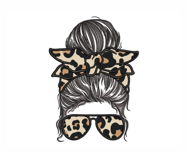 Messy Bun Mom Applique Embroidery Design, 5 sizes, Instant Download Embroidery/Applique DESIGNS Nino Nadaraia 