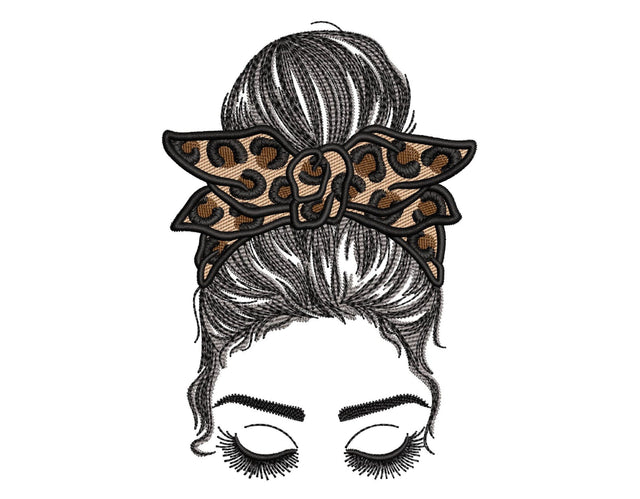 Messy Bun Mom Embroidery Design, Girl with Lashes Embroidery File, Mom Life Embroidery Design, 5 sizes, Instant Download Embroidery/Applique DESIGNS Nino Nadaraia 