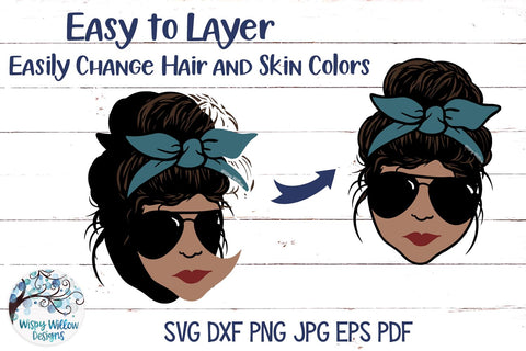 Messy Bun Mom SVG Bundle SVG Wispy Willow Designs 