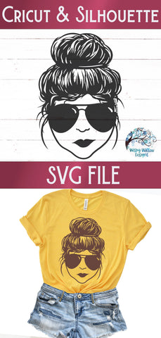 Messy Bun Mom SVG SVG Wispy Willow Designs 
