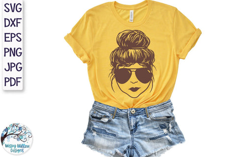 Messy Bun Mom SVG SVG Wispy Willow Designs 