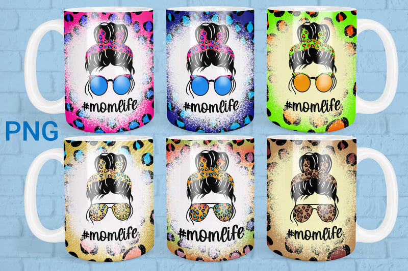 Messy bun mug sublimation design | Mom life mug wrap Sublimation Svetana Studio 