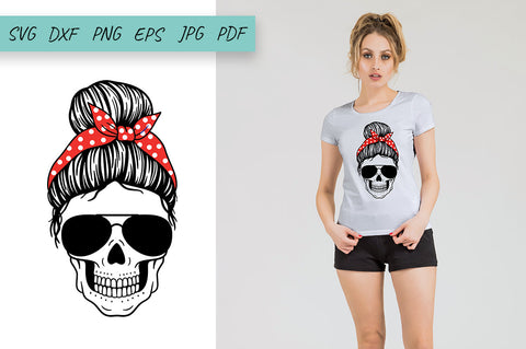 Messy Bun Skull Mom SVG Bundle, Mom Life SVG, Skull SVG SVG Irina Ostapenko 