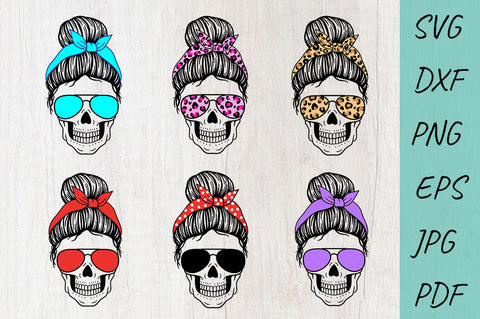 Messy Bun Skull Mom SVG Bundle, Mom Life SVG, Skull SVG SVG Irina Ostapenko 