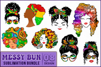 Messy Bun Sublimation Bundle, Afro Juneteenth SVG Shetara Begum 