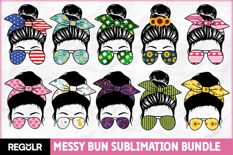 Messy Bun Sublimation Bundle Sublimation Regulrcrative 