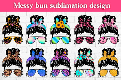 Messy bun sublimation design | Messy bun mom life bundle Sublimation Svetana Studio 