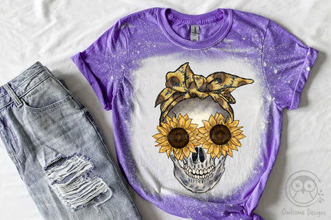 Messy Bun Sunflower Skull Sublimation Design Sublimation LAM HOANG THUY 