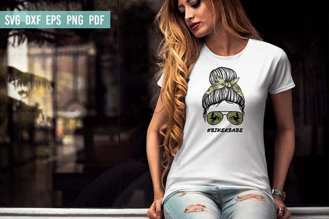 Messy Bun SVG | Biker Life SVG | Biker Babe SVG SVG Irina Ostapenko 