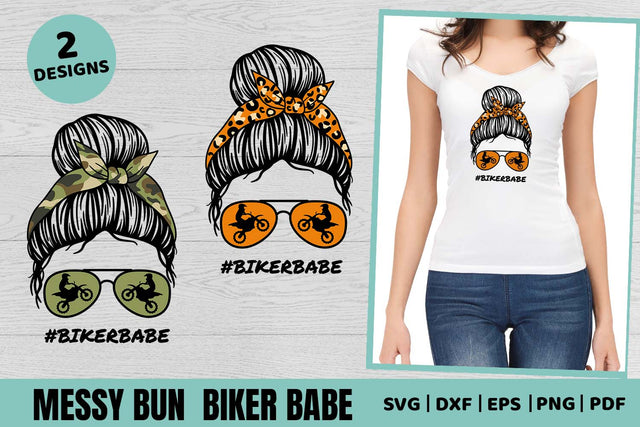 Messy Bun SVG | Biker Life SVG | Biker Babe SVG SVG Irina Ostapenko 