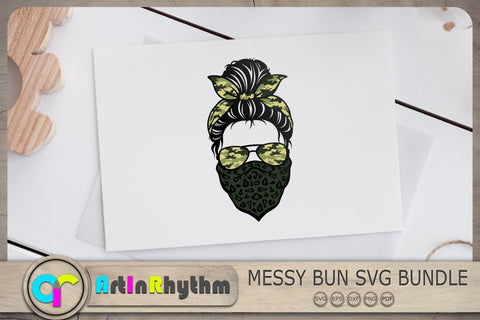 Messy Bun Svg Bundle, Army Svg, Skull With Sunglasses Svg, Camouflage Svg SVG Artinrhythm shop 
