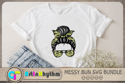Messy Bun Svg Bundle, Army Svg, Skull With Sunglasses Svg, Camouflage Svg SVG Artinrhythm shop 