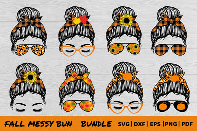 Messy Bun Svg bundle | Fall Messy Bun SVG | Autumn SVG SVG Irina Ostapenko 