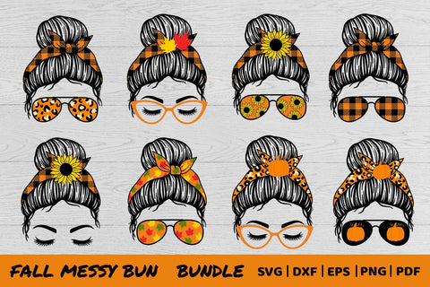 Messy Bun Svg bundle | Fall Messy Bun SVG | Autumn SVG SVG Irina Ostapenko 