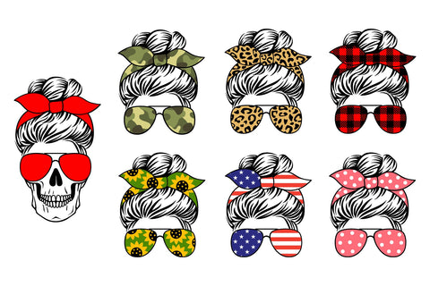 Messy bun svg bundle, mom life svg, messy bun bandana cut SVG Digital Rainbow Shop 